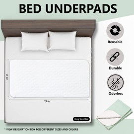 Platinum Care Pads Reusable Bed Underpad - Waterproof & Washable Bed Pad - Absorbent Mattress Protector Pad - Incontinence Bed Pads - Bed Protector Pads .(Green, 79"X34")