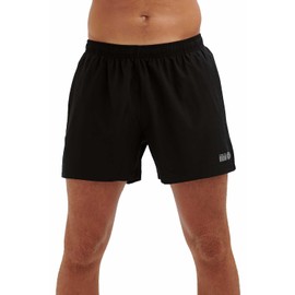 Time To Run Men's Pace Running/Gym/Training/Workout/Jogging Exercise Short With Quick Dry Inner Brief Lining And Two Zipped Side Phone Or Gel Pockets Medium Black