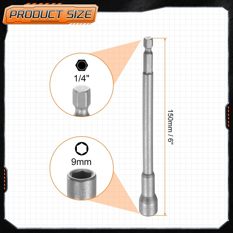 sourcing map 3pcs Nut Driver Drill Bit 9mm Metric Impact