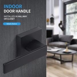 E-Home Hardware Interior Door Levers Black Finish, Heavy Duty Door Handle Locks for Homes/Offices Keyless Door Handles Without Keys, Passage Function for Closets/Hallway/Laundry Rooms, 6Pack