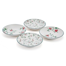 Pfaltzgraff Winterberry Holiday Set of 4 Assorted Appetizer Plates, 6 Inch, Multicolored