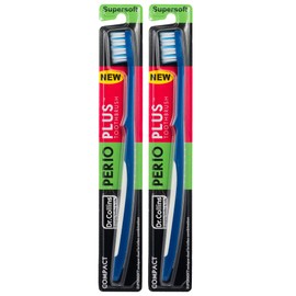 Dr. Collins Perio Plus Compact Toothbrush, (Colors Vary) (Pack of 2)