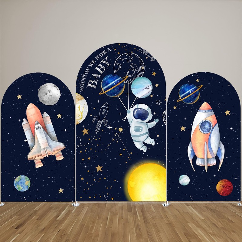 Astronaut Arch Backdrop Cover for Boys Birthday Party Decors Rocket