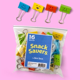 Snack Savers by Seat Sack 16 Pk Chip Clips for Snacks & Food Bags,Smiley Face Bag Clips,Chip Clips,Bag clips, Clips for food bags, Bag Clips Cute, Kitchen Storage & Organization Essentials (SKU 07000)