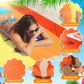 Drydiet 10 x 9 ft Beach Blanket Sandproof Waterproof Extra Large Beach Mat for 2-8 Adults Quick Drying Outdoor Picnic Blanket Lightweight Oversized Sand Free Mat for Travel Camping Hiking(Yellow)