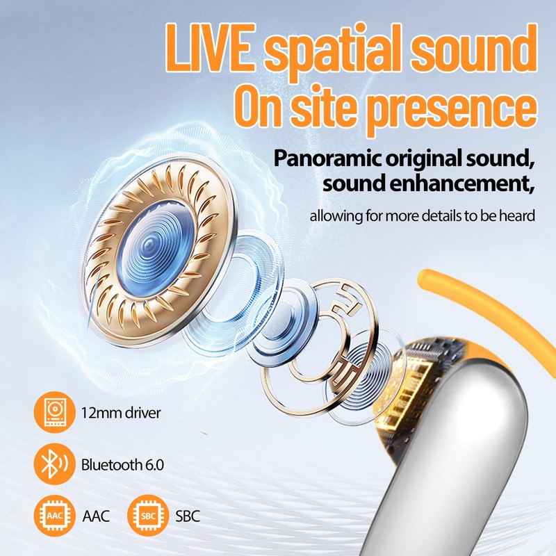 CATGIFF Open Ear Headphones Bluetooth 6.0 with 4.6 g Lightweight,