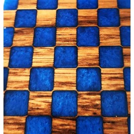 Melody Jane Dolls House Coffee Table Solid Oak Bespoke Blue Checkered Resin Furniture 1:12