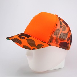 The Vintage Year High Crown Foam Mesh Camouflage Trucker Hat Baseball Cap (Camo/Neon Orange)