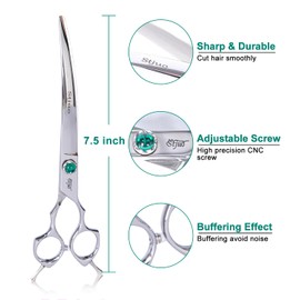 Stjuo Dog Grooming Curved Scissors 7 inch Professional Pet Shears Made Of Japanese Advanced Stainless Steel Professional Grooming Scissors for Dogs Cats and Other Pets