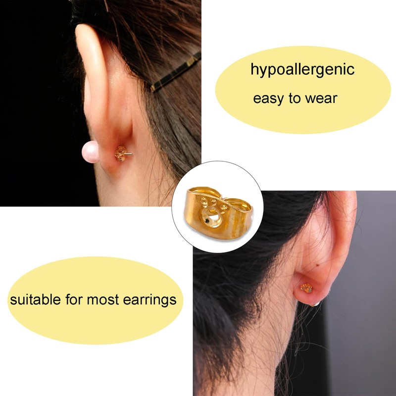 925 Sterling Silver Earring Backs, 20 pcs Gold Butterfly Earrings