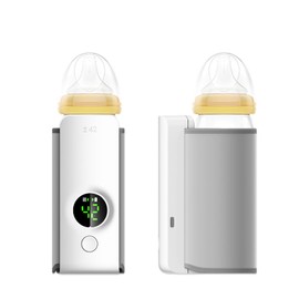 Tragbarer Flaschenwärmer für Reisen, Wiederaufladbarer Babyflaschenwärmer, Kabelloser Tragbarer Säuglingsmilchwärmer, 6000 MAh Batteriebetrieben, Temperatur-Digitalanzeige