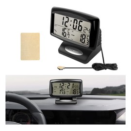SHMZK Car Digital Thermometer Clock, 2 in 1 Easy to Read Car Indoor Outdoor Thermometer with LCD Backlight, Vehicle Luminous Clock & Temperature Meter, Car Internal Accessories