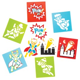 Baker Ross Star Hero Stencils for Painting (Pack of 6) AW554, Washable Plastic Paint Stencil Set for Kids