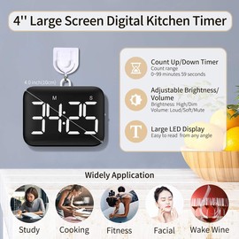 Oidnvay Digital Kitchen - Magnetic Countdown Count Up with LED Display Loud Volume for Cooking and