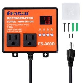 Refrigerator Surge Protector, Dual Outlet Voltage Protector with Time Delay, Protects Against Brownout, Spike, and Instant Surge for Home Appliances