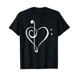 Love Music - Treble and Bass Clef Heart T-Shirt T-Shirt