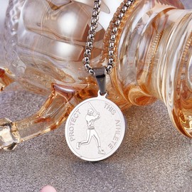 Wolentty Saint Sebastian Necklace - 1" Stainless Steel Patron Saint of Athletes Necklace for Baseball Football Basketball Soccer Sports