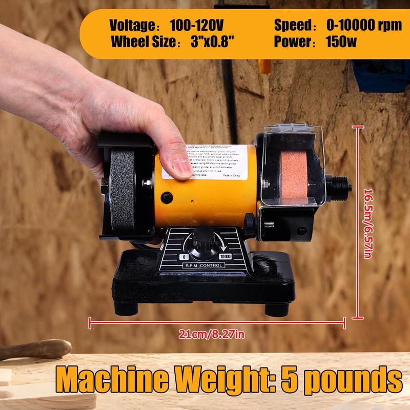 Vevitts 3" Mini Bench Grinder Polisher with 31" Long Flexible