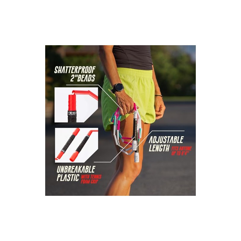 EliteSRS - Cuerda de salto de fitness con abalorio pesadas