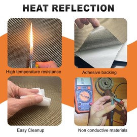 Titanium Adhesive Backed Exhaust Heat Shield tape 24'' X 24'' for Wall Behind Grill 2500 Degrees High Temp Protection Material Thermal Barrier Blanket Mat