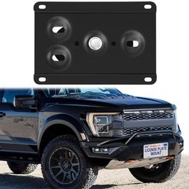 Steel Front License Plate Mount – No-Drill License Plate Bracket with Anti-Theft Screws Compatible with Ford Raptor 2021-2023 (3rd Gen),Install in Seconds
