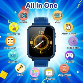 Cosjoype Kids Game Smart Watch for Kids with 39 Puzzle Games HD Touch Screen Camera Music Player Pedometer Alarm Clock Calculator Flashlight 12/24hr Kid Watch Gift for 4-12 Year Old Boys Toys for Kid