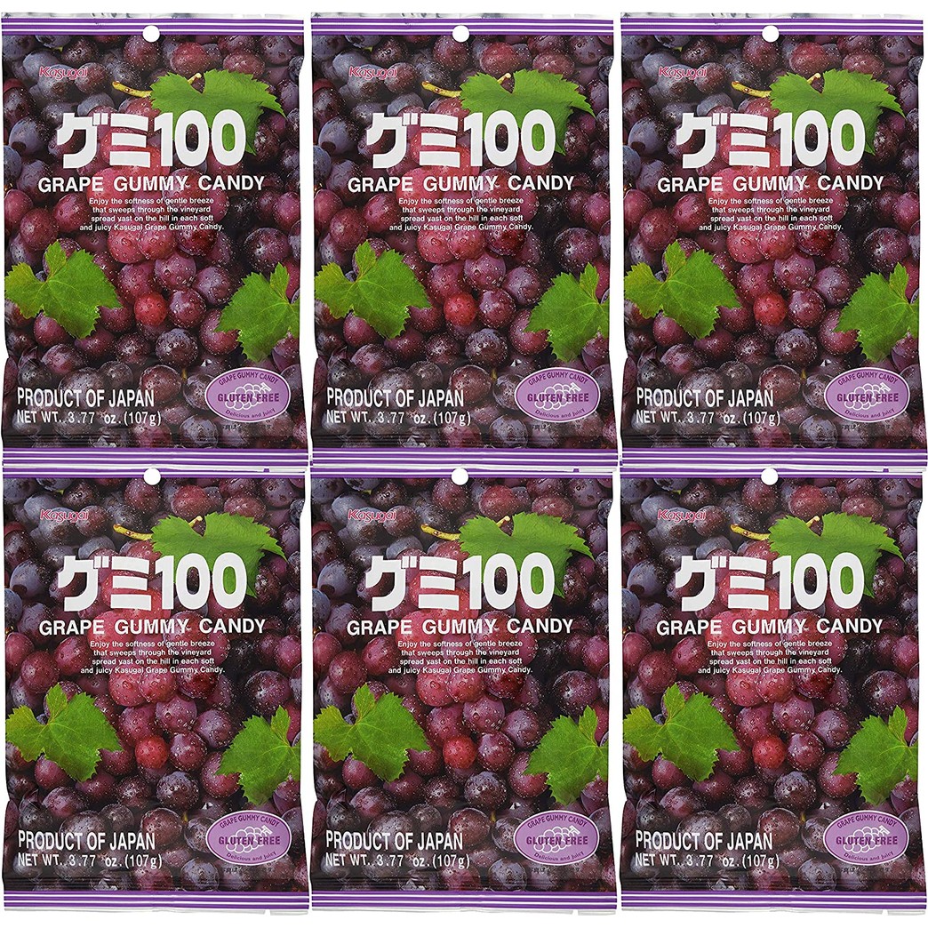 Kasugai Grape Gummy Candy 3.77oz (6 Pack)