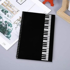 Ehuihuan Music Book Spiral Cover Made of Black Kraft Paper Blank Music Book 50 Pages 26 x 19 cm 50 Pages Music Manuscript Notebook Suitable for Music Programs and Music Artists