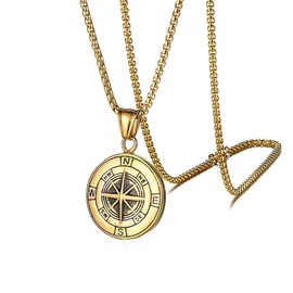 UMtrade Unisexo Acero Inoxidable Brújula Collar Clásico Náutico Graduación Medalla Colgante
