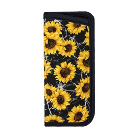 Giinly Sunflower Black Marble Glasses Case Eyeglass Sunglass Case Soft Pouch Slim Portable Eyeglasses Sleeve