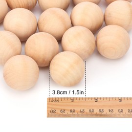 kukmakri 50 Pack Wooden Balls for Crafts - 1.5 Inch Multipurpose Unfinished Round Wood Spheres, DIY Decorative Crafting Balls, Suitable for Art Projects and Home Decoration