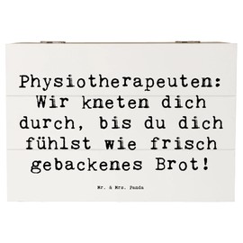 Mr. & Mrs. Panda 22 x 15 cm Holzkiste Spruch Physiotherapeut Kneten - Geschenk, frisch fühlen, Therapiespezialist, Rehabilitation, Geschenkdose,