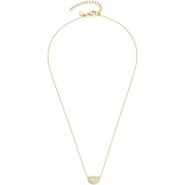 JEWELS BY LEONARDO Ciao Mimo Necklace • Anchor Chain Made of Gold-Coloured Stainless Steel • Semicircular Mother of Pearl Pendant • 42-47 cm Length • Jewellery Gift for Women • 023300