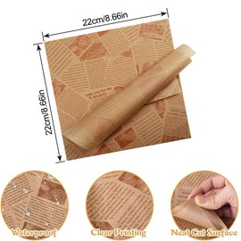 PYEUIFT Pack of 100 Parchment Paper Baking Sheets, Baking Paper Cuts, Cooking Paper, Baking Paper 22 x 22 cm Baking Paper, for Baking, Cooking, Grilling, Frying and Steaming