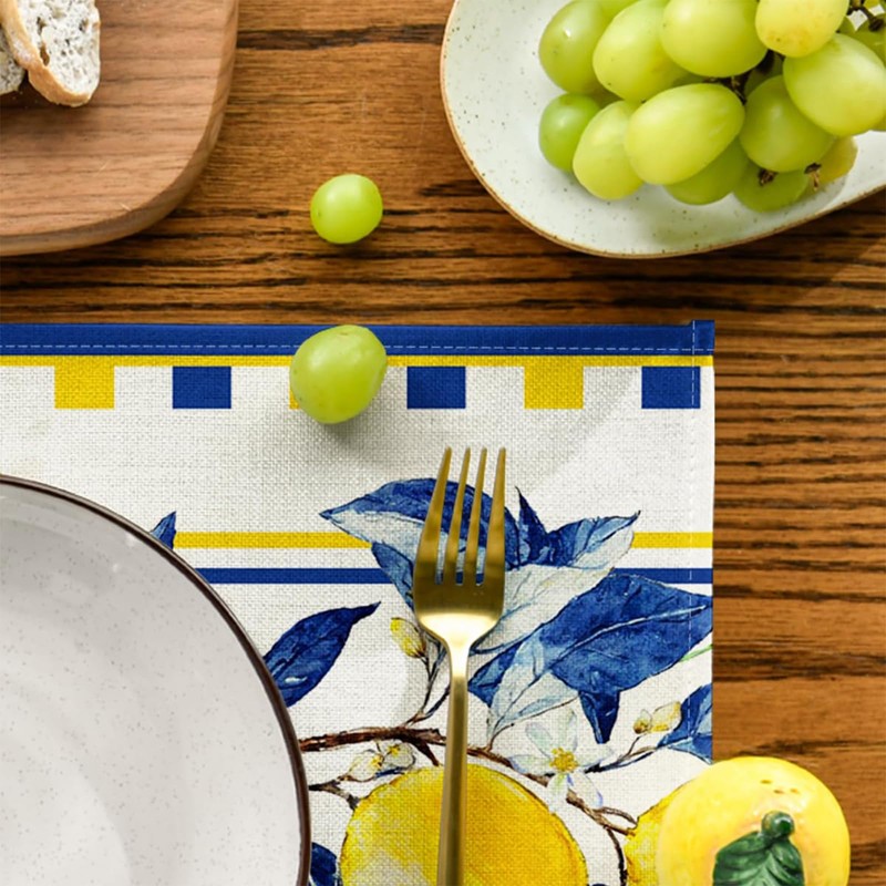 Kabwea Lemon Summer Table Runner, Tablecloth, Summer Decor Indoors, Table