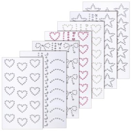 7 Sheets Face Gems Stickers Self Adhesive 3D Star Heart Moon Shape Jewels Sparkly Face Rhinestone Stickers Stick on Gems Pearl Rhinestones Sticker Faces Hair Body Crafts Halloween Festival Decor
