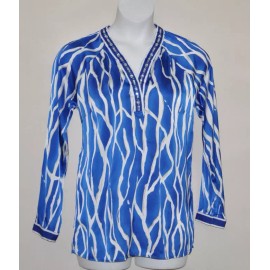 Royal Blue  Status by Star Jones Animal Print Tunic Polyester Royal Blue size L