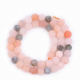 GEM-Inside Natural Round 8mm Matte Frosted Multicolor Moonstone Stone Gemstone Loose Beads for Jewellery Making 15''