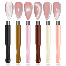 JCAKES 6pcs Cat Eye Magnet for Nails Magic Cylindrical Nail Polish Magnet Stick Gel Polish Magnetic Wand Manicure Design Tools for DIY Cat Eye Nail Art (6 Colors)