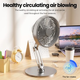 AMZAIZO Metal Portable Desk Table Fans Ultra-Quiet for Outdoor/Bedroom/Office/Kitchen/Dining Room Adjustable Speed 3 Level Rechargeable