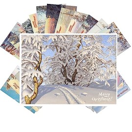 PIXILUV Vintage Postcards (24 pcs 4"x6" each) Gorgeous Magical Snowy Landscapes Vintage Christmas Postcards Retro Greeting Card Poster Reprint