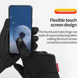 SUJAYU Touch Screen Winter Gloves Men Women for Running Cycling Driving, Warm Gloves in Cold Weather for Bike Hiking Skiing (Black, Medium)