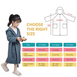 Kids Bathrobe, Soft Terry Coth Warm Fluffy Sleepwear for Boys Girls 2-9 Years, Cotton Hooded Towel Robes with Pockets Belted (US, Age, 4 Years, 6 Years, Blue)