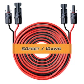 MADCATZ 50 Feet 10AWG Solar Extension Cable, One Pair Parallel Solar Panel Cables with Female and Male Waterproof Connectors for RV, Photovoltaic Systems (50ft Red + 50ft Black)