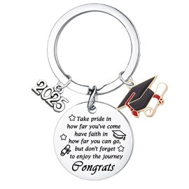 Yrerndre 2025 Graduation Keyring Gift Class of 2025 Gifts for College High School Graduation Gifts for Senior 2025 Gift 2025 Graduations Decorations School Leavers Present Graduations Jewellery