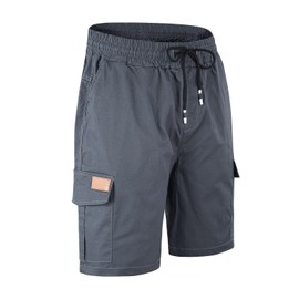 Mens Casual Twill Cargo Shorts Cotton Drawstring Classic Cargo Stretch Short with 6 Pockets Dark Grey-M