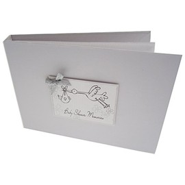 White Cotton Cards Value Range Baby Shower Memories Baby Stork Design Tiny Value Album (Silver, Baby Shower), TVFSBS