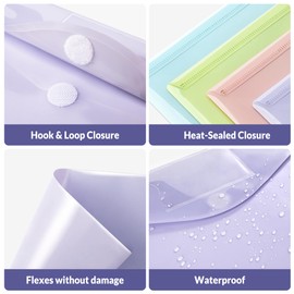 SUNEE 6 Pack Plastic Envelopes, Folders for Document for A4 Letter Size, Poly File Folders with Label Pockets for School Home Office Organizer Work Supplies, 6 Colors