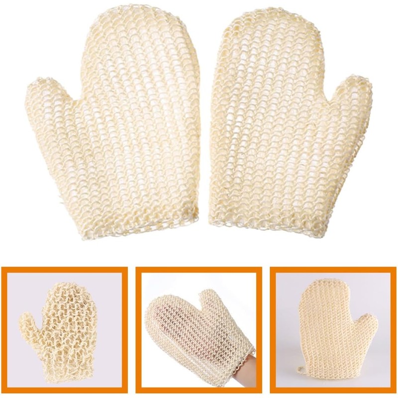 Guantes exfoliantes de baño de sisal natural – 2 piezas