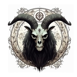 SevenDosong 6 Sheets black goat scary sketch art baphomet beast dark demon devil esoteric evil gothic Temporary Tattoo Realistic Water-Proof Fake Body Art Fake Face Tattoos
